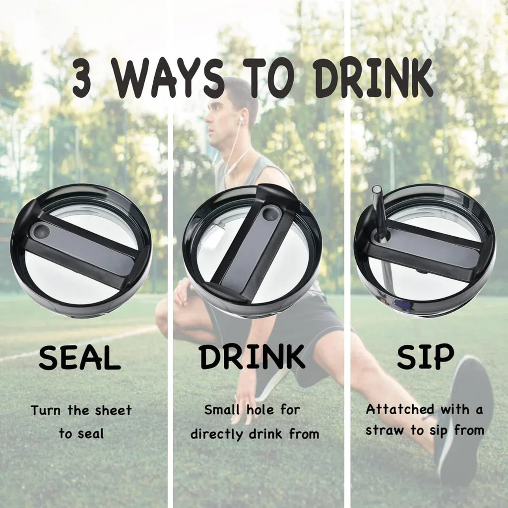 40oz Insulated Tumbler with Handle & Straw - Water Bottle