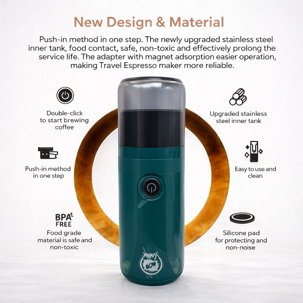 Portable Electric Espresso Maker – One-Touch Travel Coffee Machine