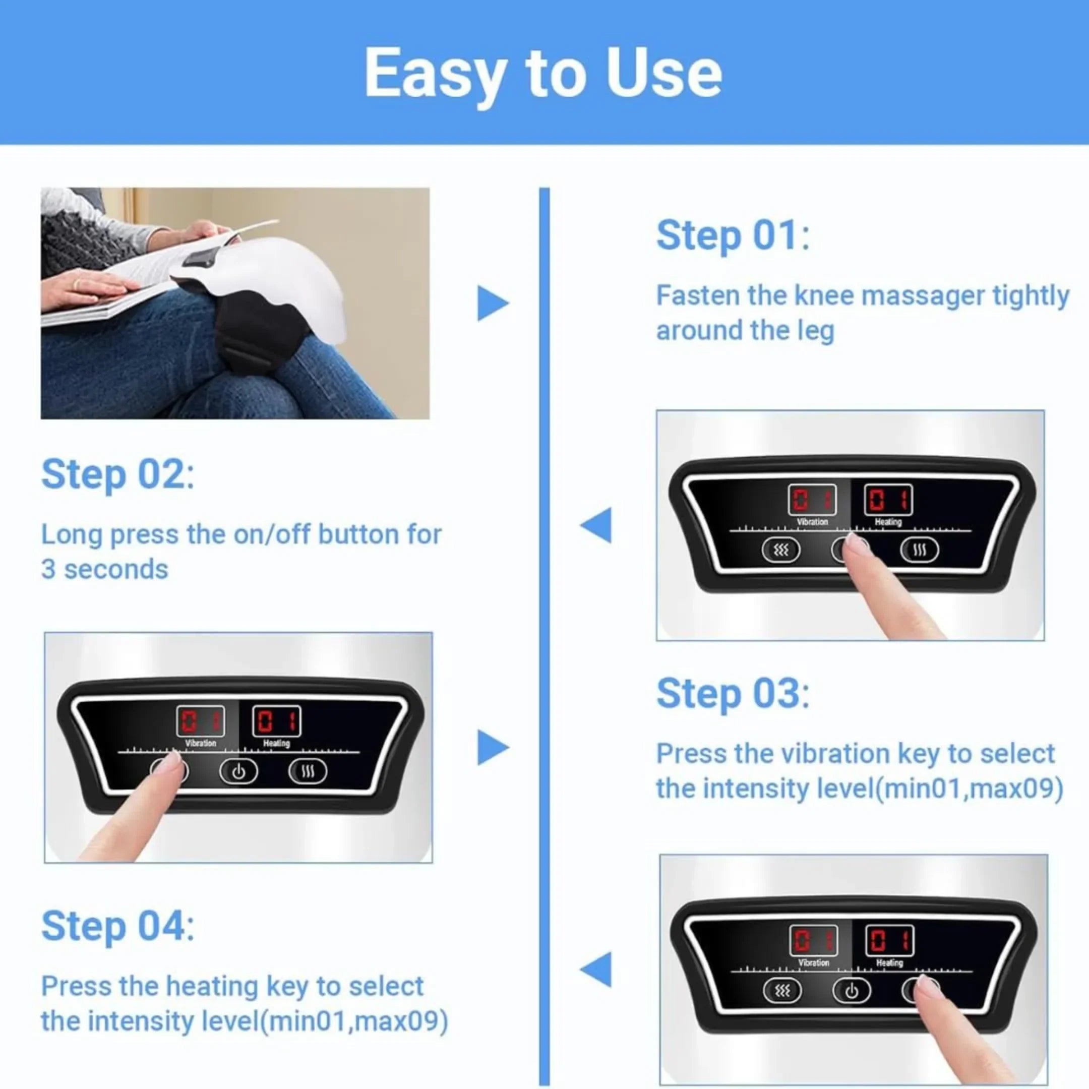 Cordless Knee Massager with Heat Therapy & Red Light