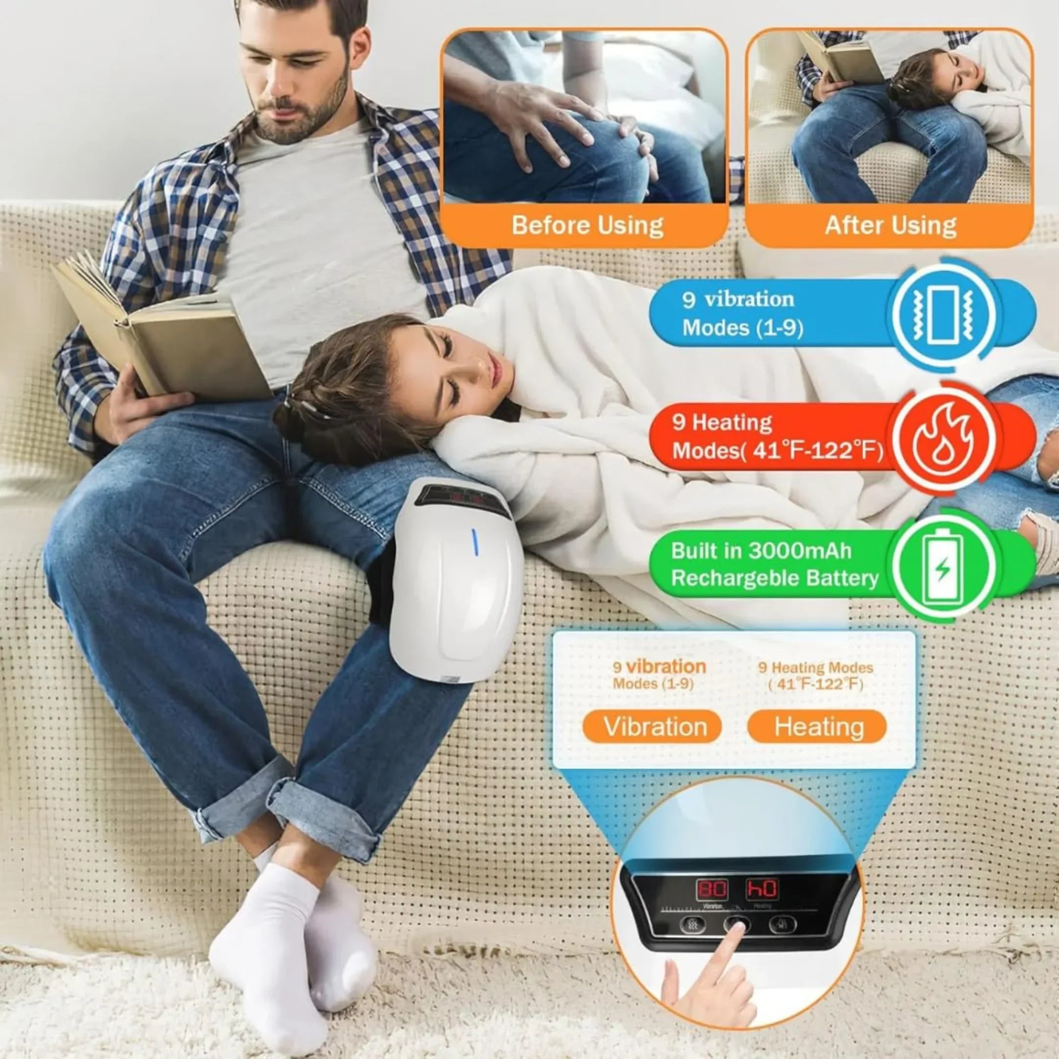 Cordless Knee Massager with Heat Therapy & Red Light
