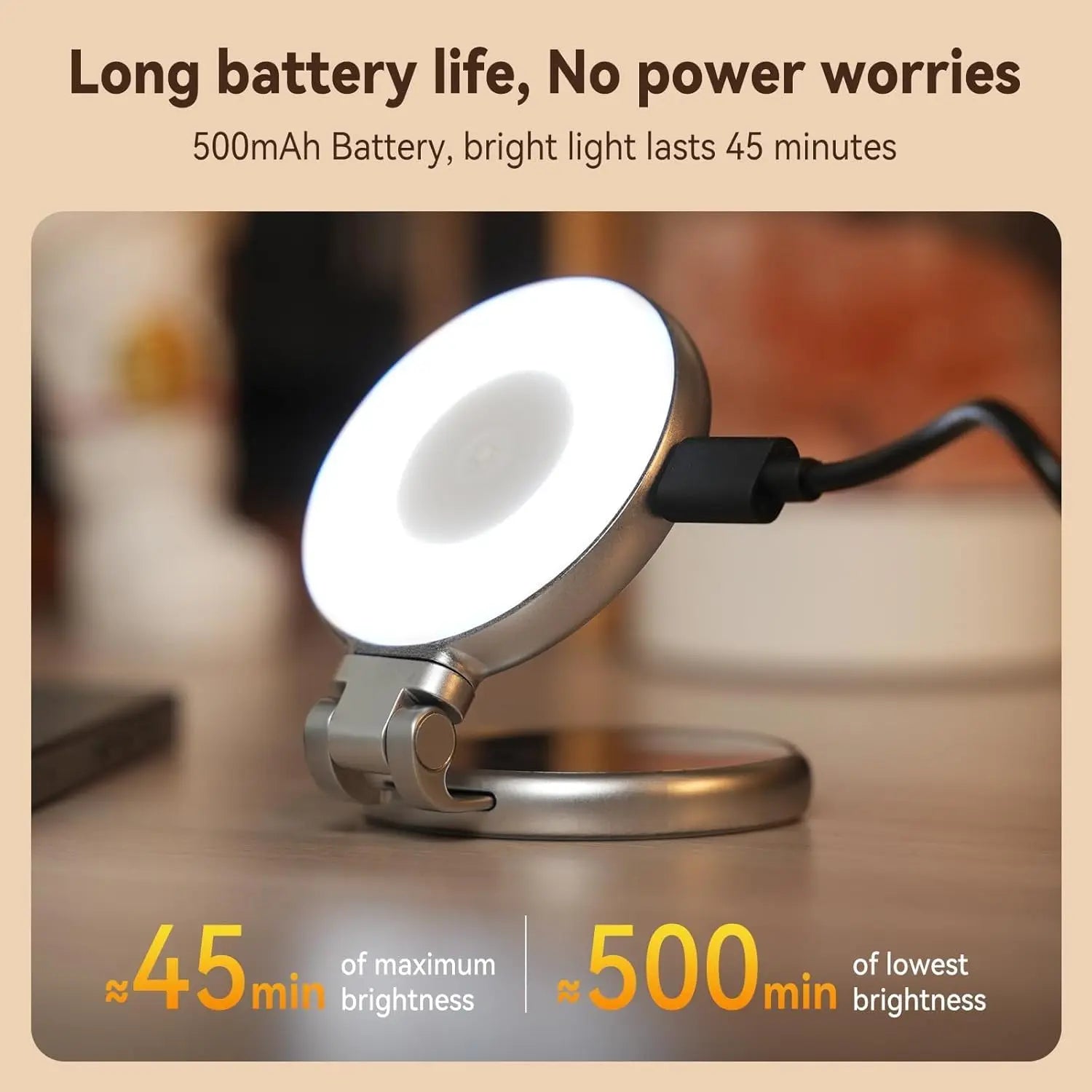 Magnetic Selfie Light with Mirror